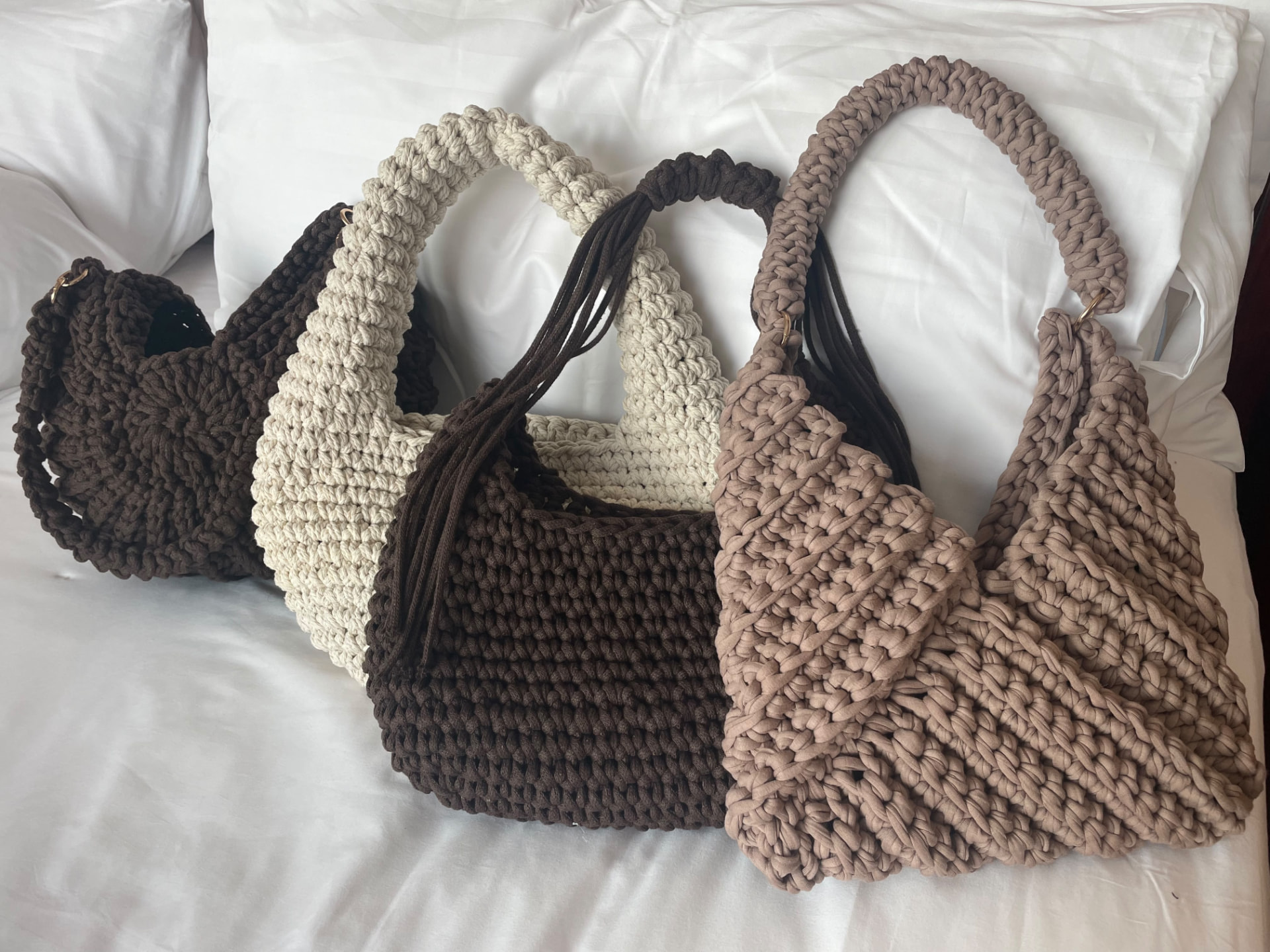 A collection of handmade Marina Bags